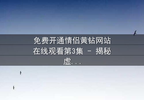 免费开通情侣黄钻网站在线观看第3集 - 揭秘虚拟爱情的致命陷阱