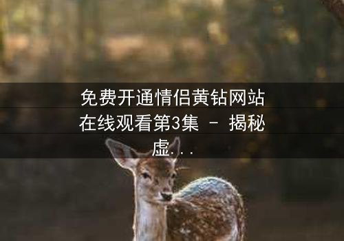 免费开通情侣黄钻网站在线观看第3集 - 揭秘虚拟钻石背后的情感陷阱