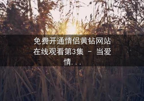 免费开通情侣黄钻网站在线观看第3集 - 当爱情与阴谋交织,谁将揭开真相?