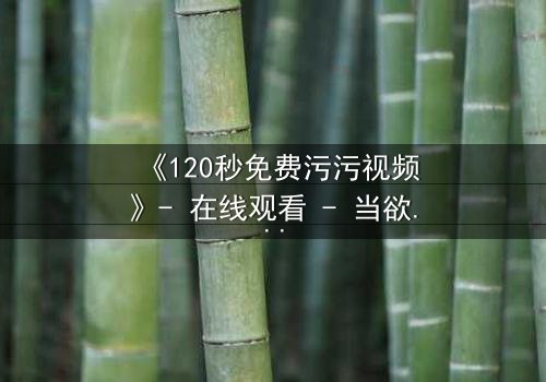 《120秒免费污污视频》- 在线观看 - 当欲望与理智在120秒内激烈碰撞